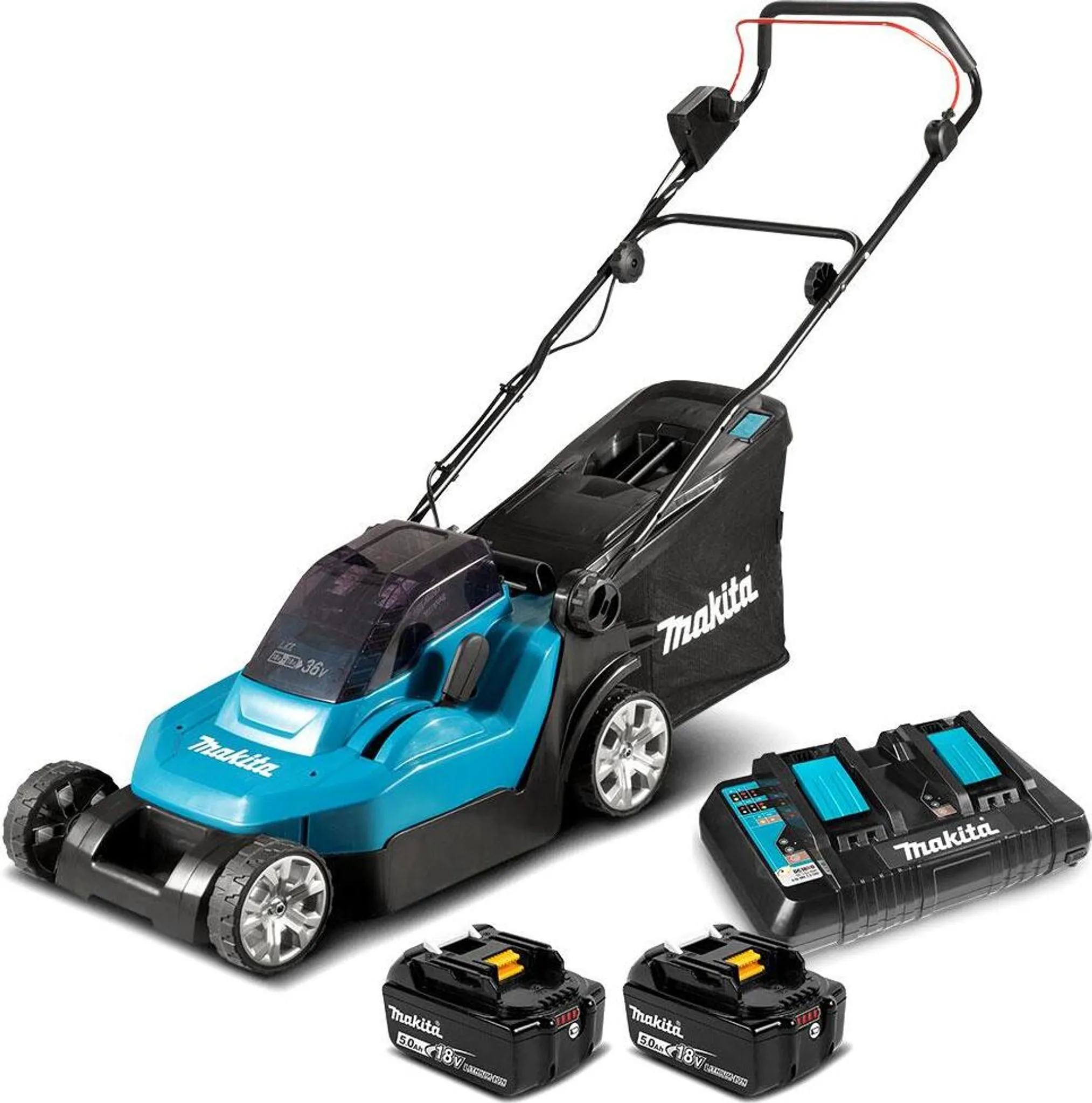 Makita Akku Rasenmäher Gartengeräte DLM382CM2 36 Volt 2 Akkus 4 Ah Schnittbreite 38 cm für Gartenpflege – Bild 10