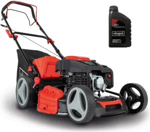 Scheppach Benzin Rasenmäher MS225-53 | Radantrieb | 6 PS | 53 cm Schnittbreite | 65 Liter Fangkorb | Reinigung | Mulchen | Auswurf | inkl. Motoröl