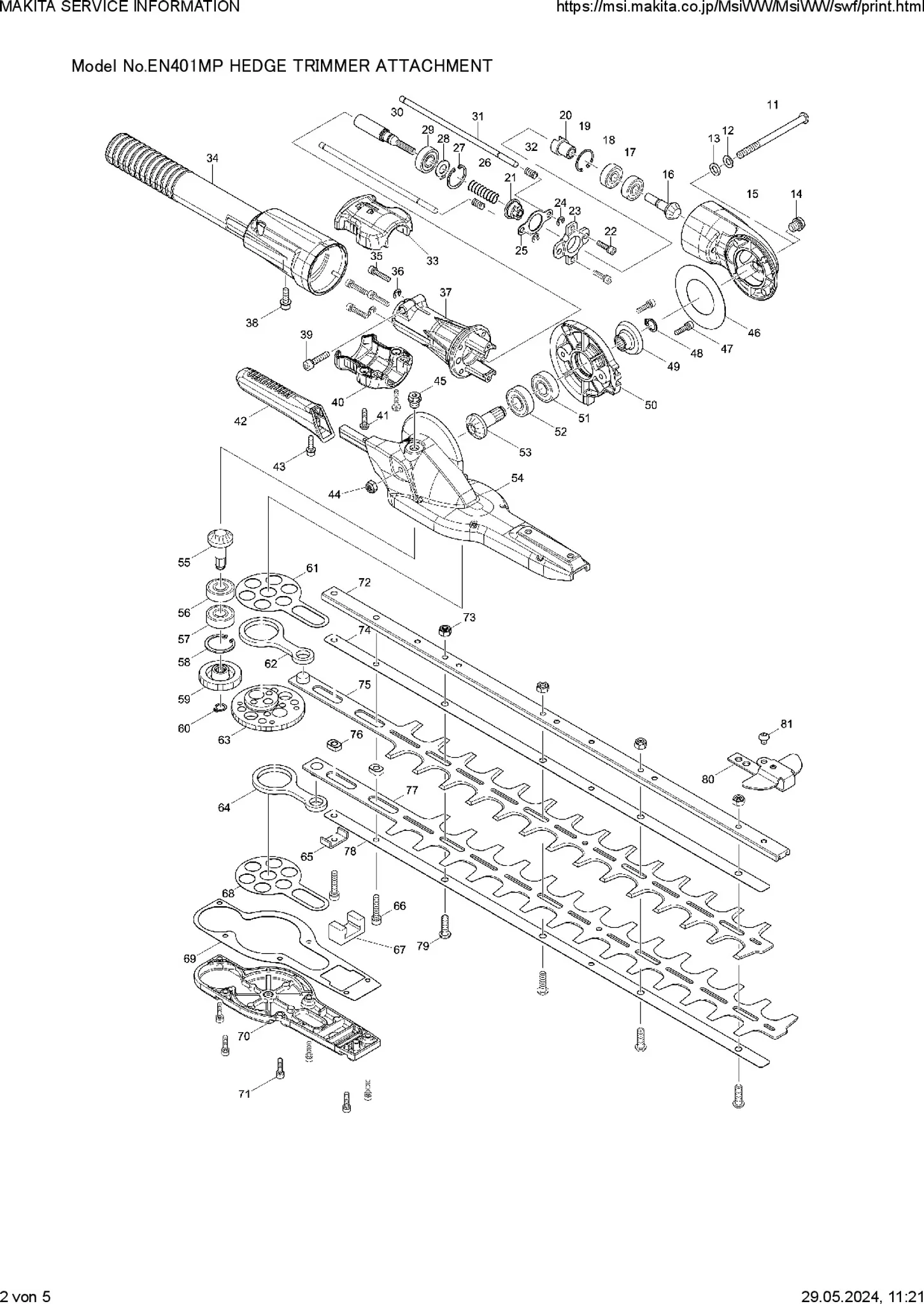 Makita Heckenscherenaufsatz En401Mp für Ex2650 – Bild 2