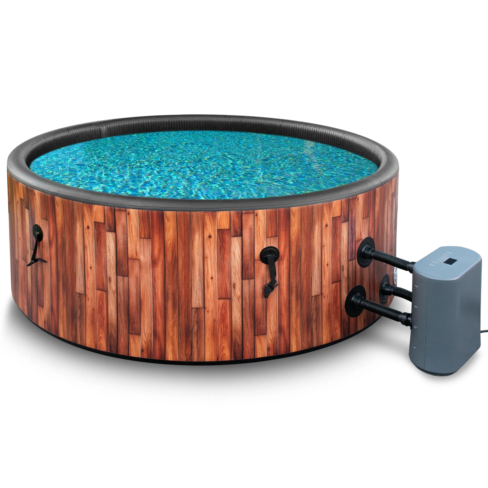COIL Whirlpool SPA Aufblasbar, Schwimmbad mit Hydromassage, extra dünn, In- & Outdoor, 6 Personen, 175 cm, TEAK – Bild 2