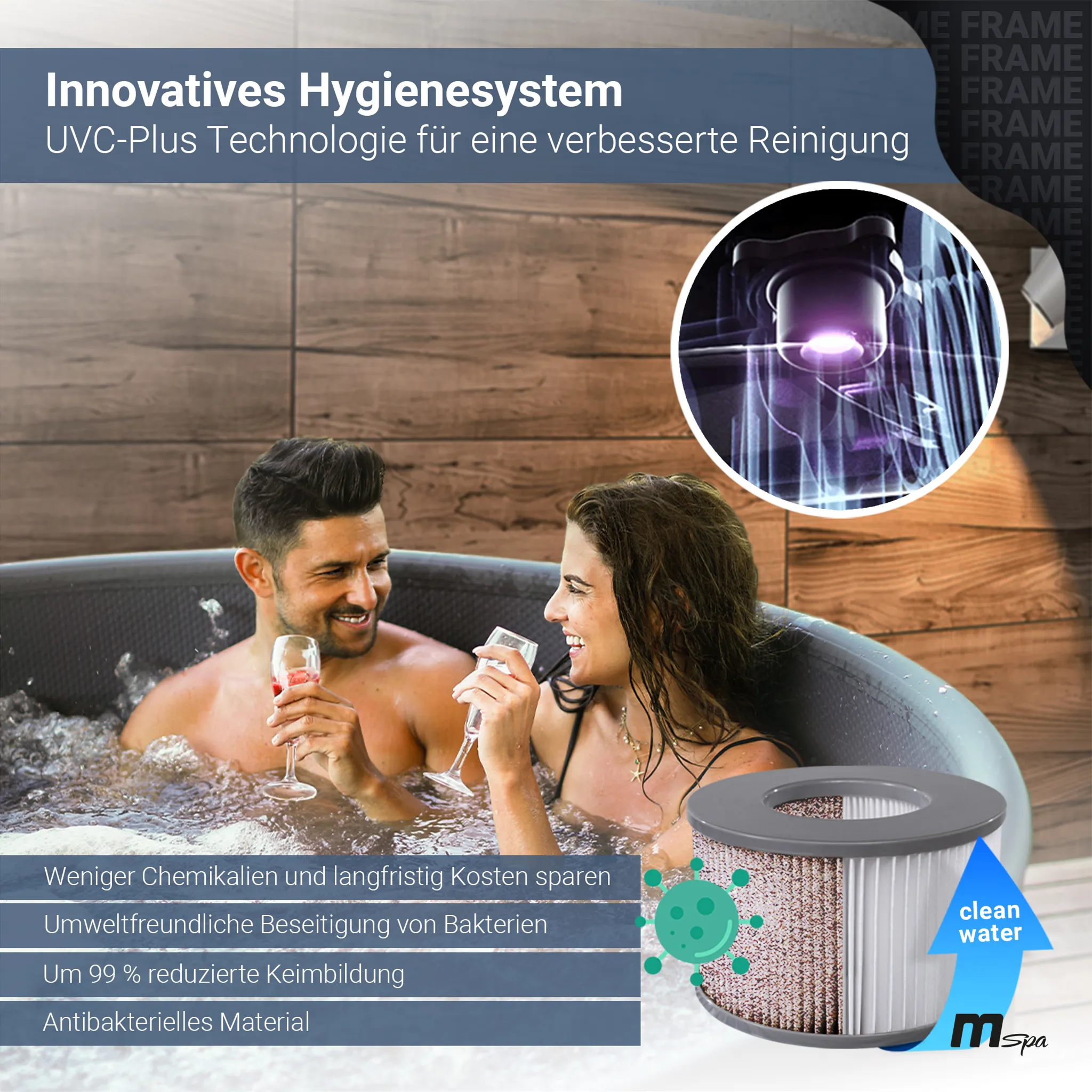 Miweba MSpa Whirlpool Frame Mono | Aufblasbar - Indoor & Outdoor Pool - Ozongenerator - UVC+ Filter - Anti-Frost-System - 6 Personen - App Steuerung – Bild 4
