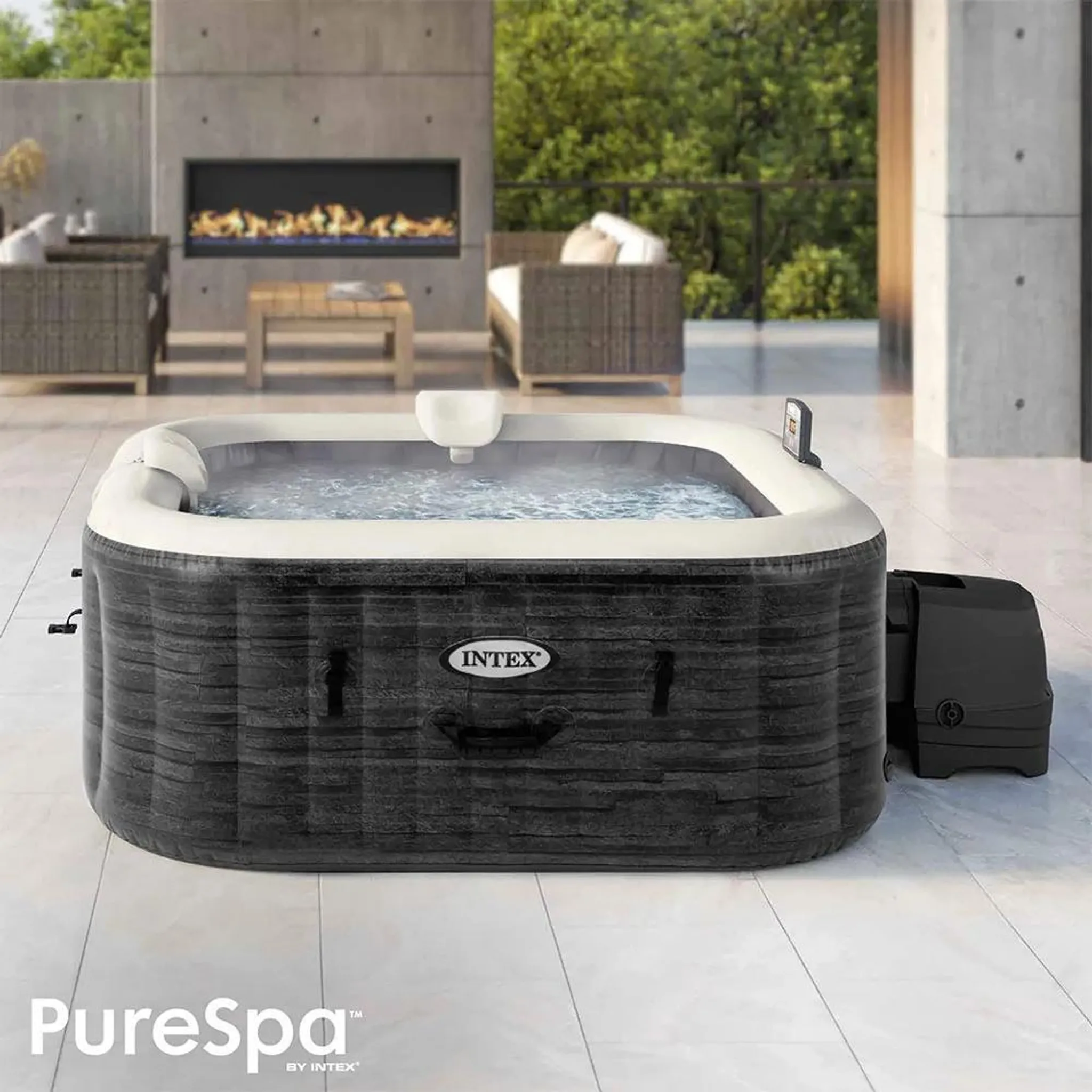 INTEX 28450NP - Whirlpool - PureSPA Greystone Deluxe (175x175cm) für 4 Personen – Bild 9