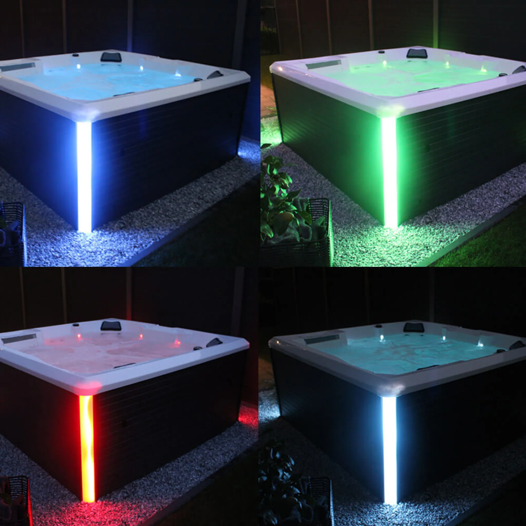 HOME DELUXE - Outdoor Whirlpool - STREAM BIG PURE - Maße: 208 x 208 x 88 cm - Inkl. Heizung, 34 Massagedüsen und 4 äußeren Lichtquellen I Außen Whirlpool Spa für 5 Personen – Bild 5