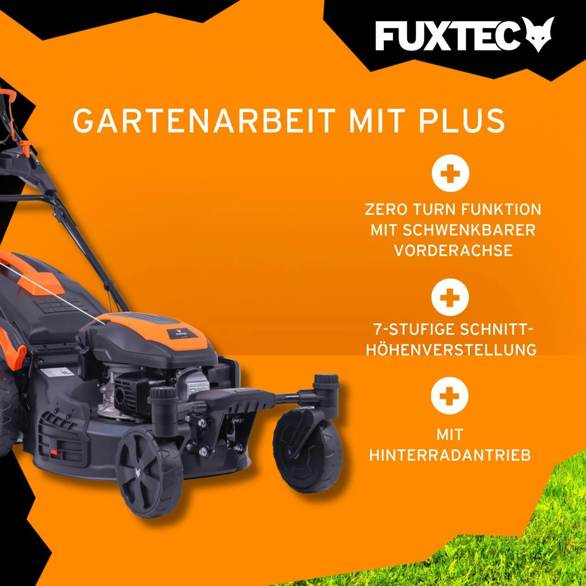 FUXTEC 4in1 Benzin Rasenmäher FX-RM5170agile - 170ccm | 51cm |schwenkbare Vorderachse | 37Kg | 4-Takt | Mulchfunktion | 60L Fangkorb | bis 1000m² – Bild 4