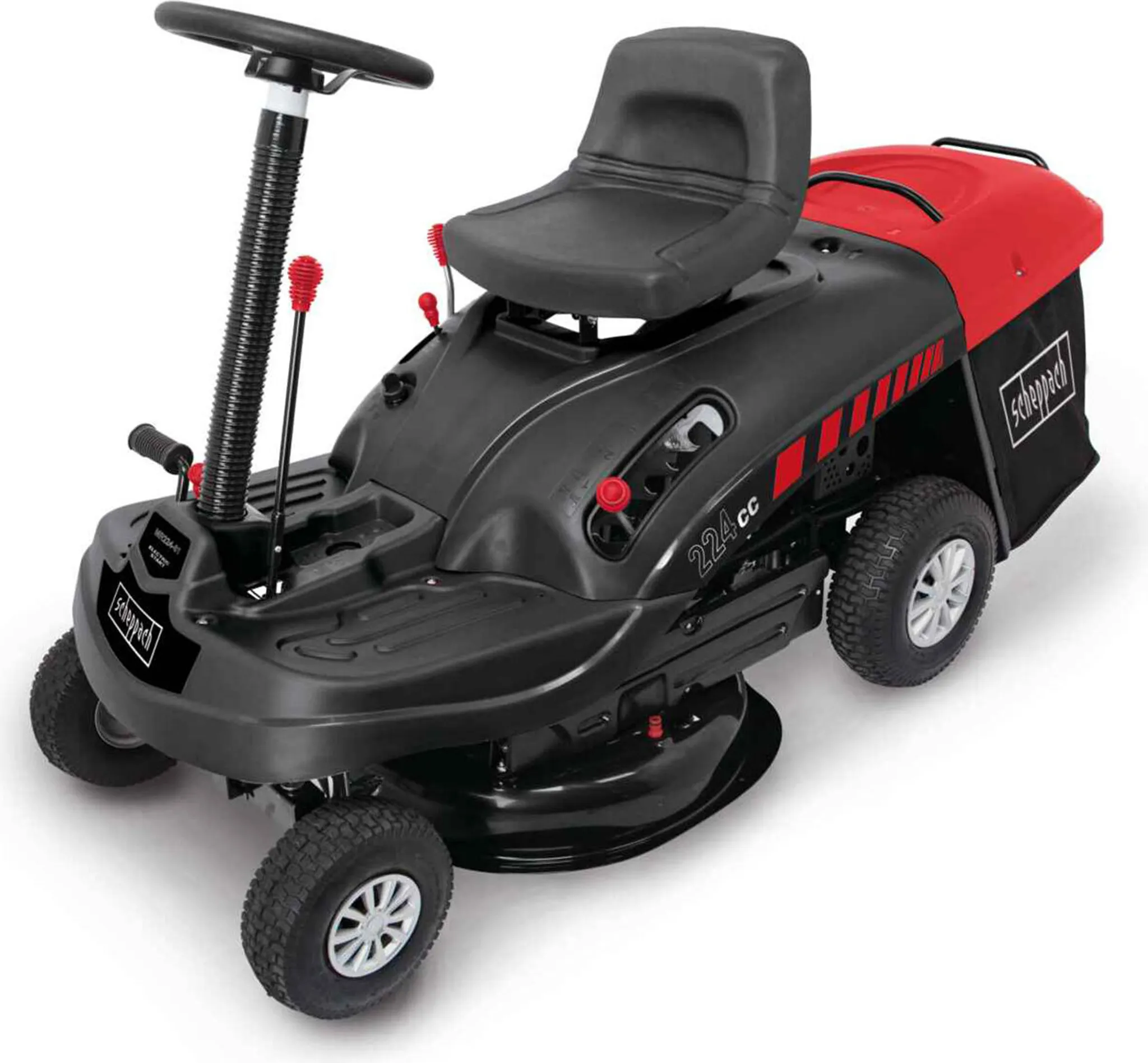 Scheppach Benzin Aufsitzmäher MR224-61 | 6,8PS | Schnittbreite 61cm | 5-Fach Höhenverstellung | E-Start | 150 L | 4X Vorwärts / 1xRückwärtsgang – Bild 2