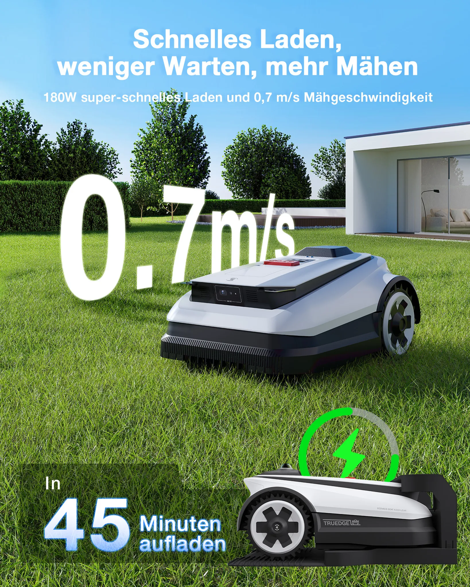 ECOVACS Mähroboter GOAT A1600 mit vollautomatischer Kartierung White One Size – Bild 9