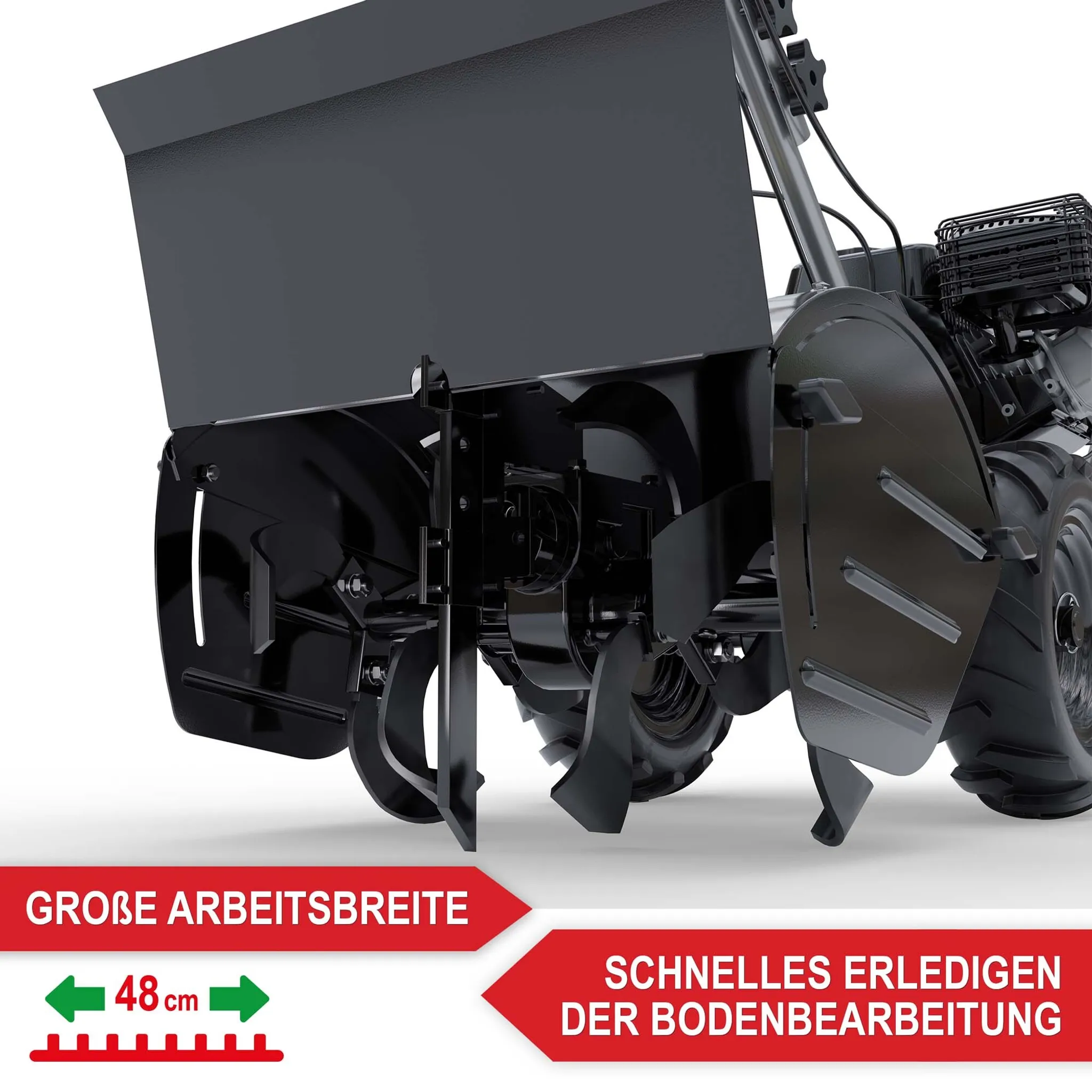 ONBEST Gartenfräse Benzin T4150 | 53 cm Arbeitsbreite | 5,6 PS | 35 cm Arbeitstiefe | 12 Hackmesser – Bild 4