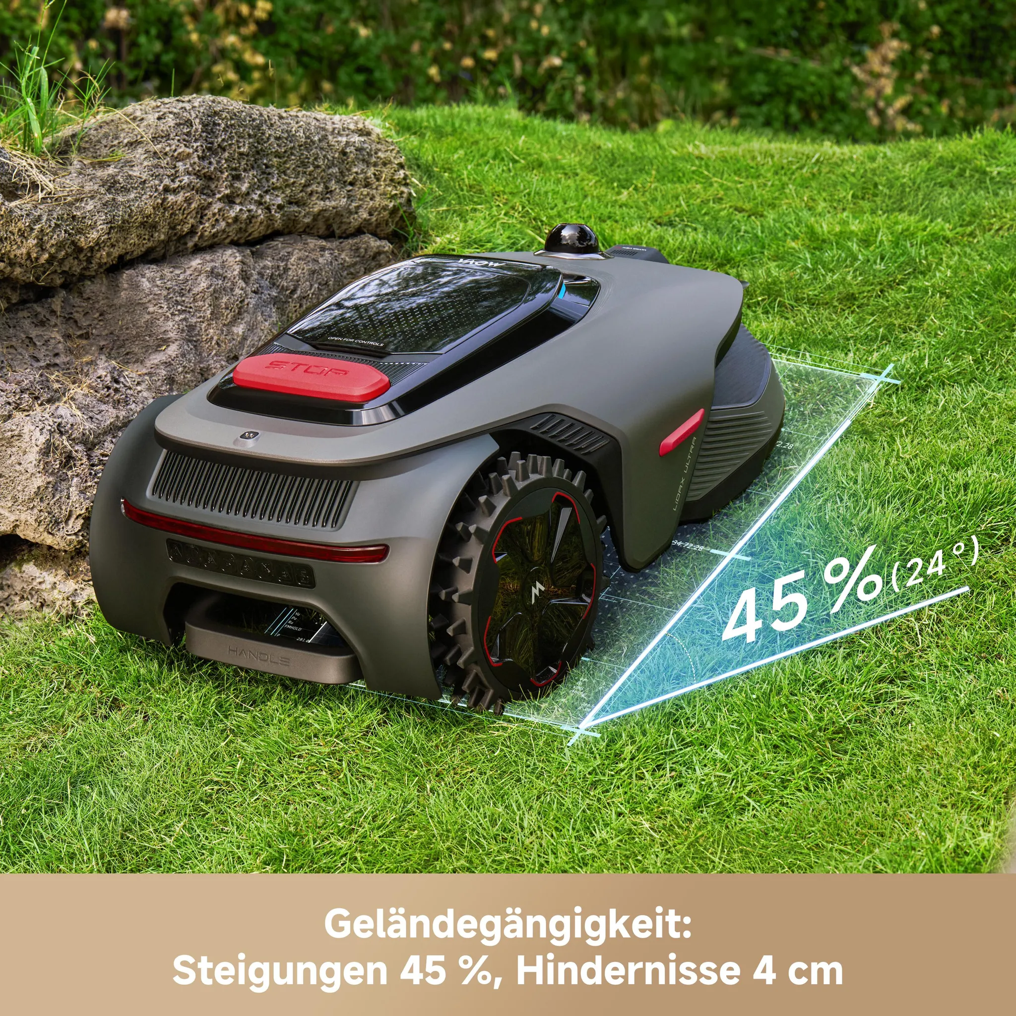 MOVA LiDAX Ultra 1200 Elektrorasenmäher Roboter Mähroboter – ohne RTK, 3D-LiDAR & AI Vision 360°, automatische Kartenerstellung, 5 cm Kantenschnitt – Bild 8