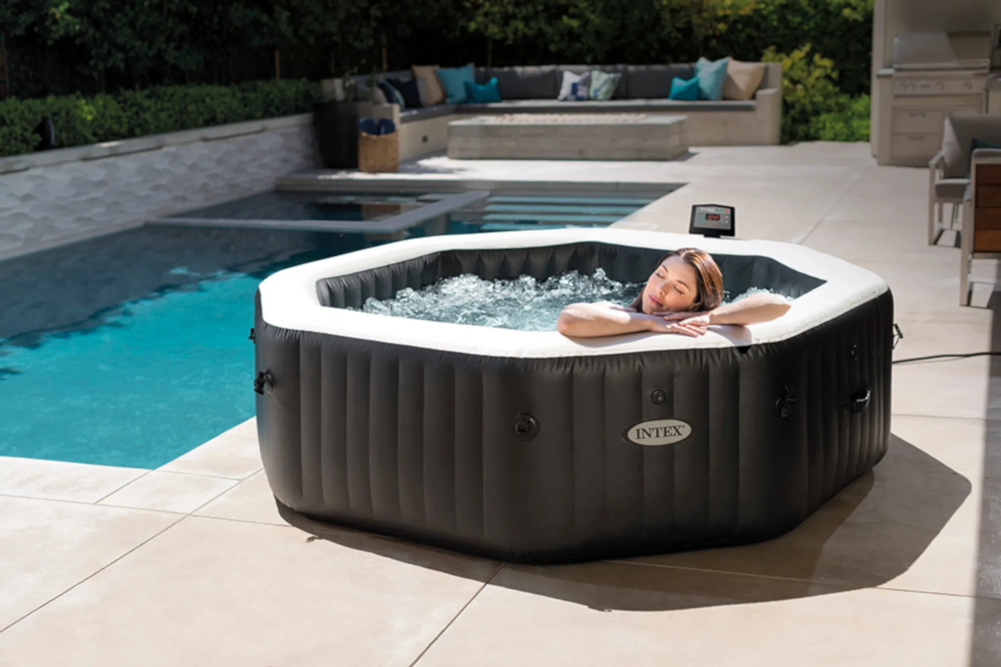 INTEX 28458 - Whirlpool - PureSPA Jet + Bubble Deluxe (octagon,onyx black, Ø201 außen/Ø150cm innen) – Bild 4