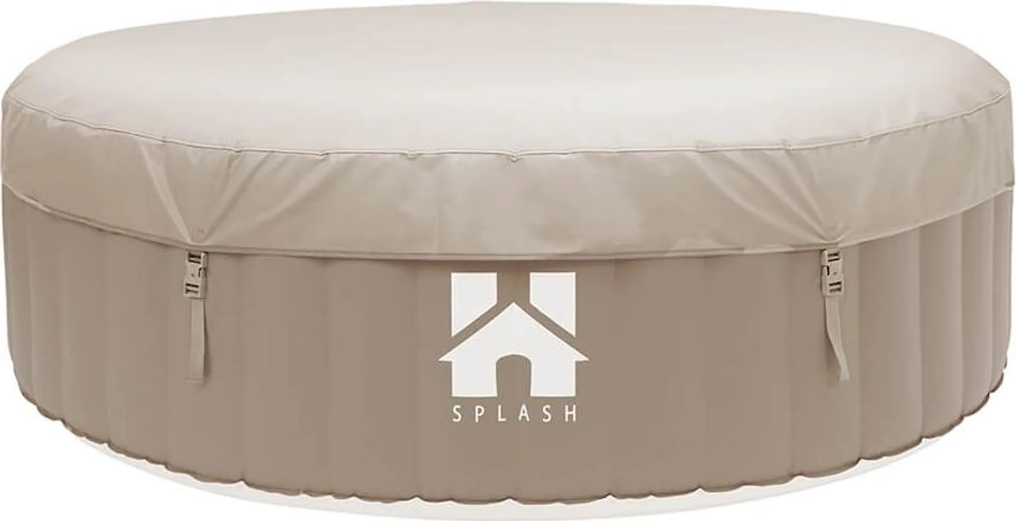 HOME DELUXE - Outdoor Whirlpool - SPLASH + Kissen, Getränkehalter und Sonnendach - Farbe: Beige - ⌀ 208 cm, 130 Luftdüsen - inkl. Abdeckung, Reparaturset, Filterset I Außen Spa für 6 Personen – Bild 4