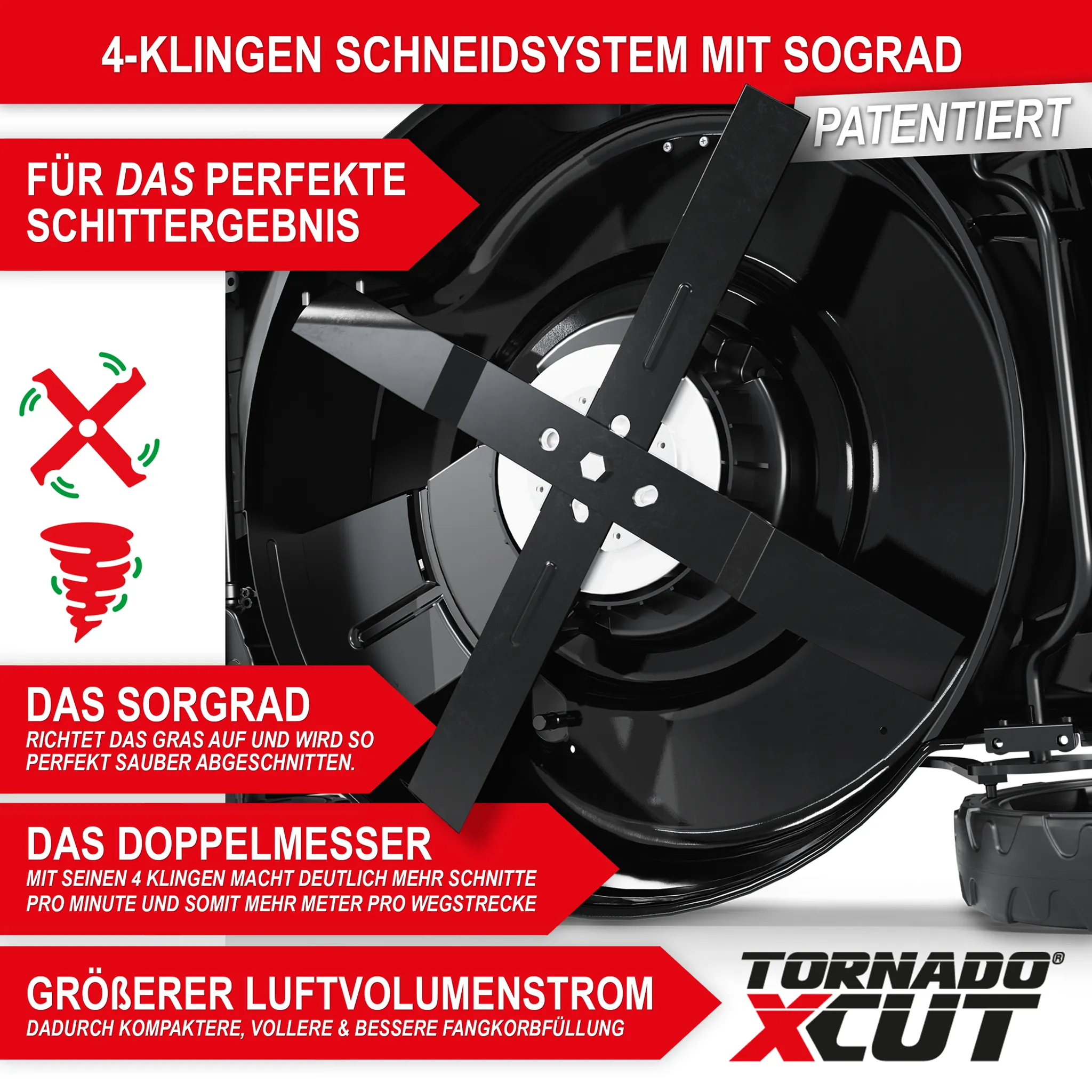 ONBEST Benzin Rasenmäher mit Antrieb TXC-3651 | 51 cm Schnittbreite | 6,5 PS | Doppelmesser | 5in1 | Mulchkit | 60L Fangkorb – Bild 2