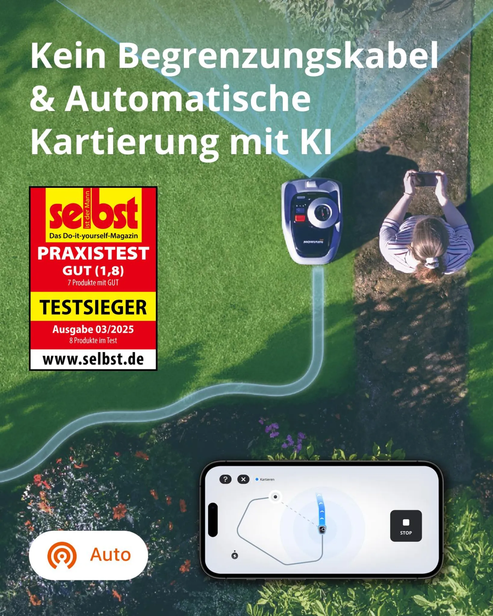 Navimow i105E Mähroboter ohne Begrenzungskabel, Empf. 500 m², Max. 600 m² – Bild 2