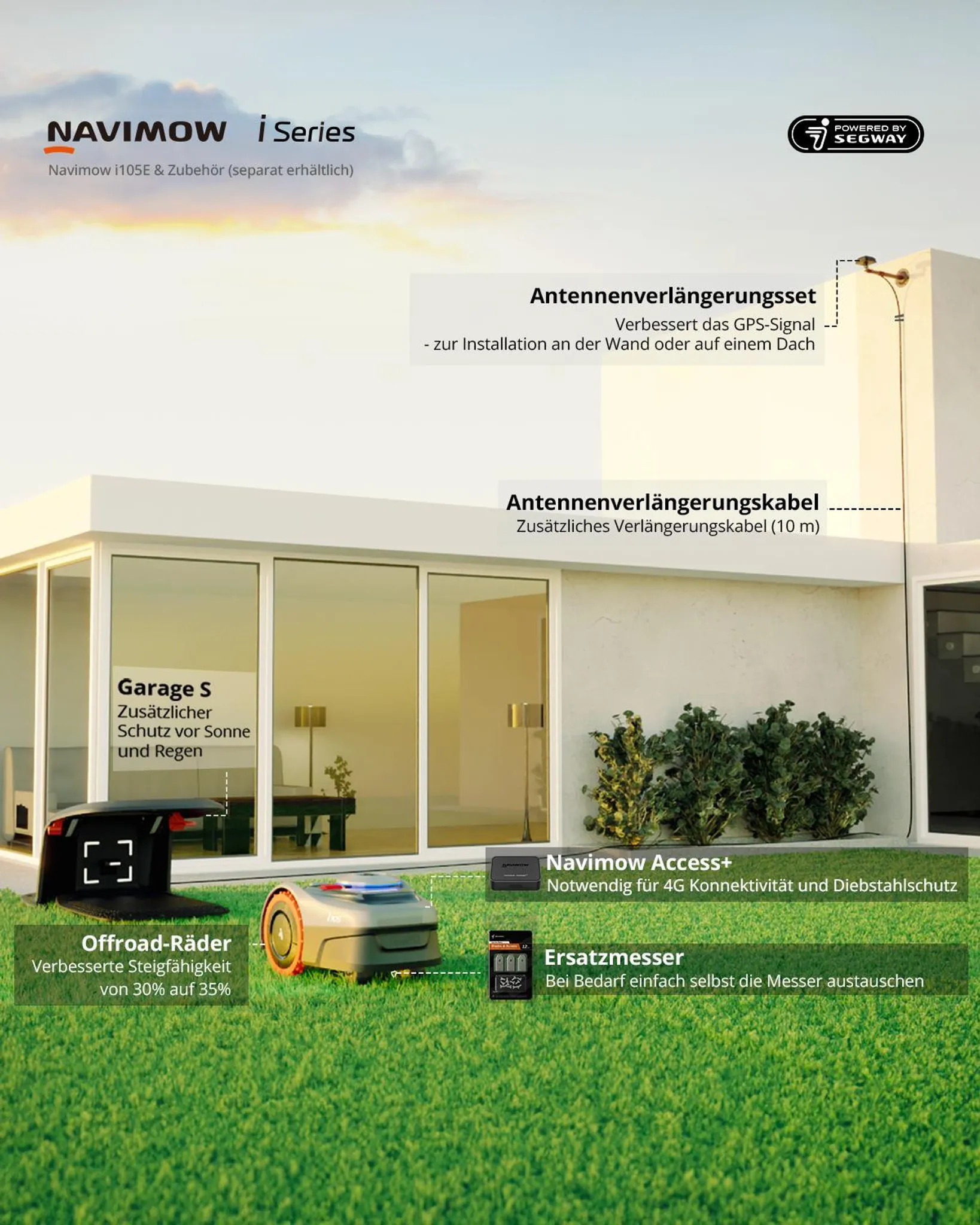 Navimow i105E Mähroboter ohne Begrenzungskabel, Empf. 500 m², Max. 600 m² – Bild 7