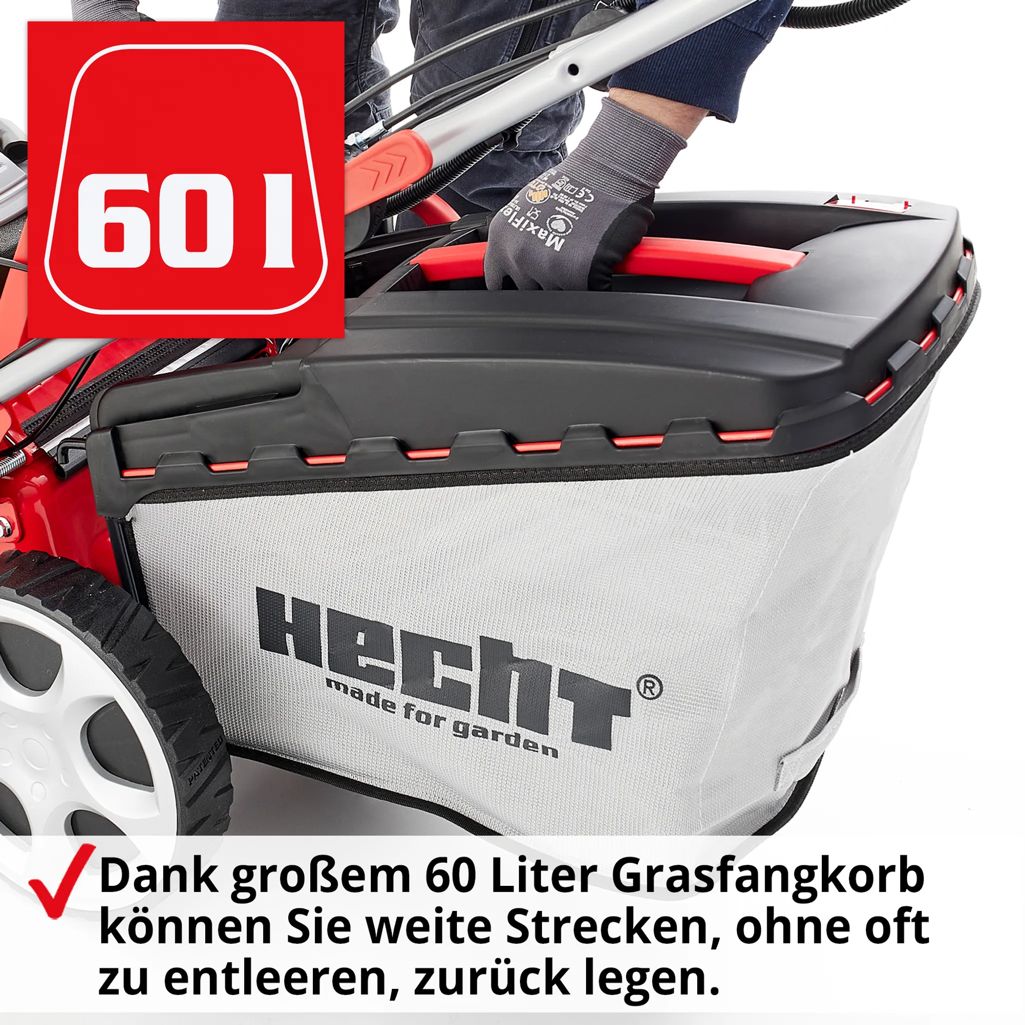HECHT 548 SWE Rasenmäher Benzin | mit Antrieb | Elektrostart | 46 cm Schnittbreite | 5 PS | 5in1 | 60L Fangkorb – Bild 6