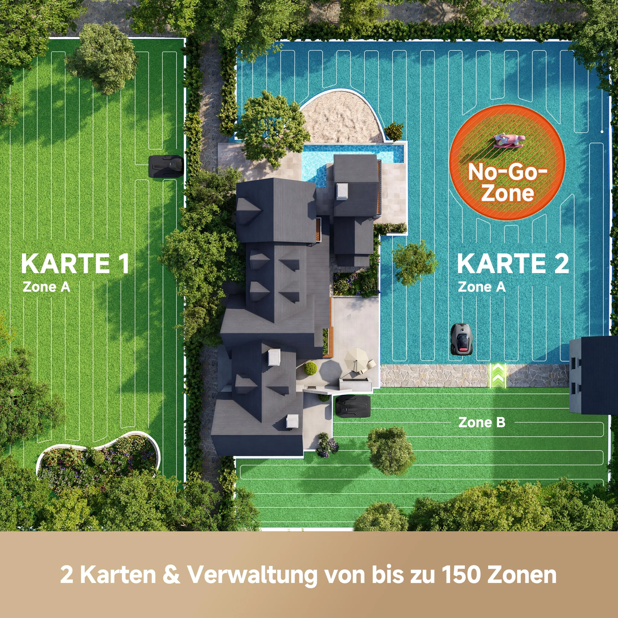 MOVA LiDAX Ultra 1200 Elektrorasenmäher Roboter Mähroboter – ohne RTK, 3D-LiDAR & AI Vision 360°, automatische Kartenerstellung, 5 cm Kantenschnitt – Bild 5