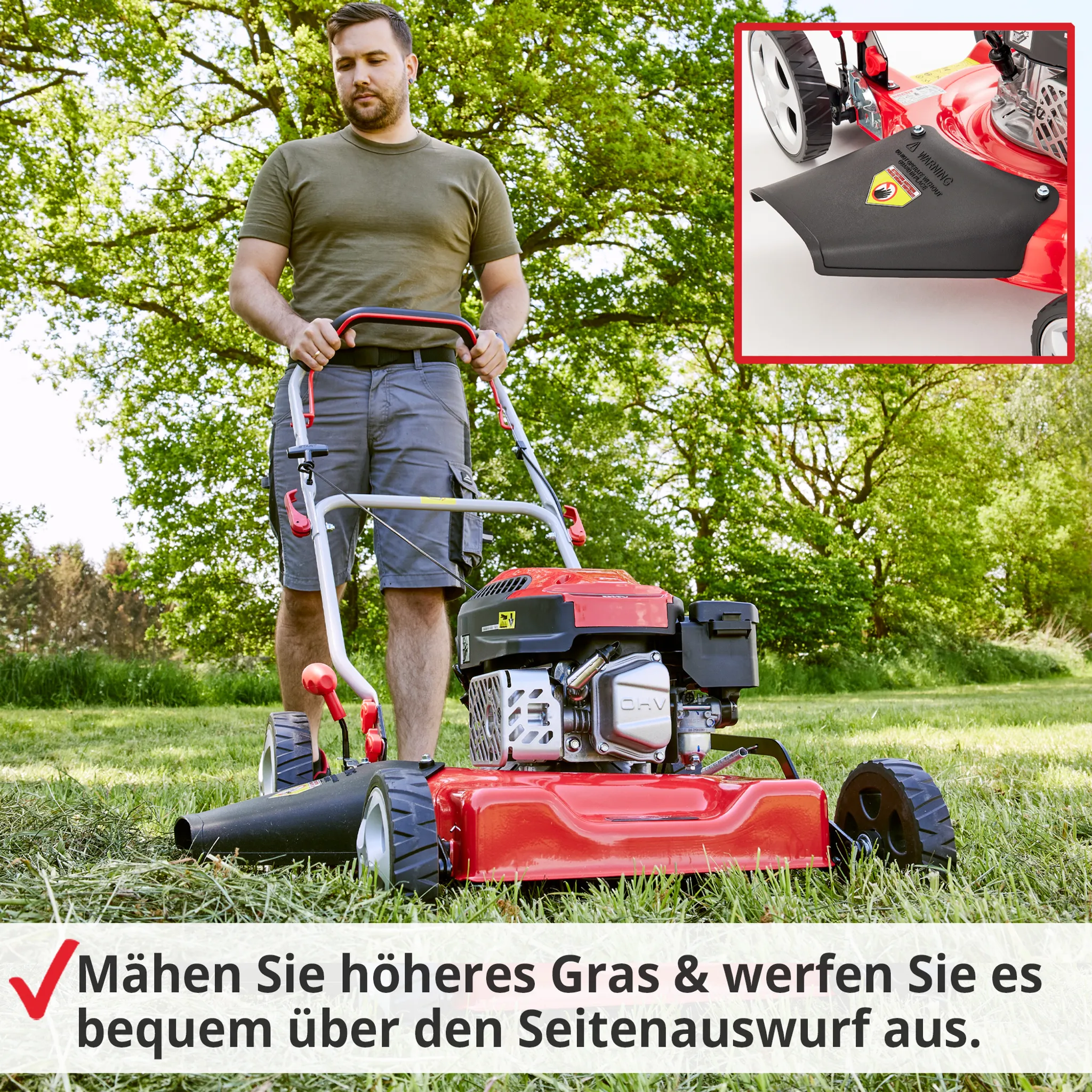 HECHT 5511 Mulchmäher Benzin | 51 cm Schnittbreite | Stahlgehäuse | 5 PS | Seitenauswurf | 5-fache Schnitthöhenverstellung – Bild 8