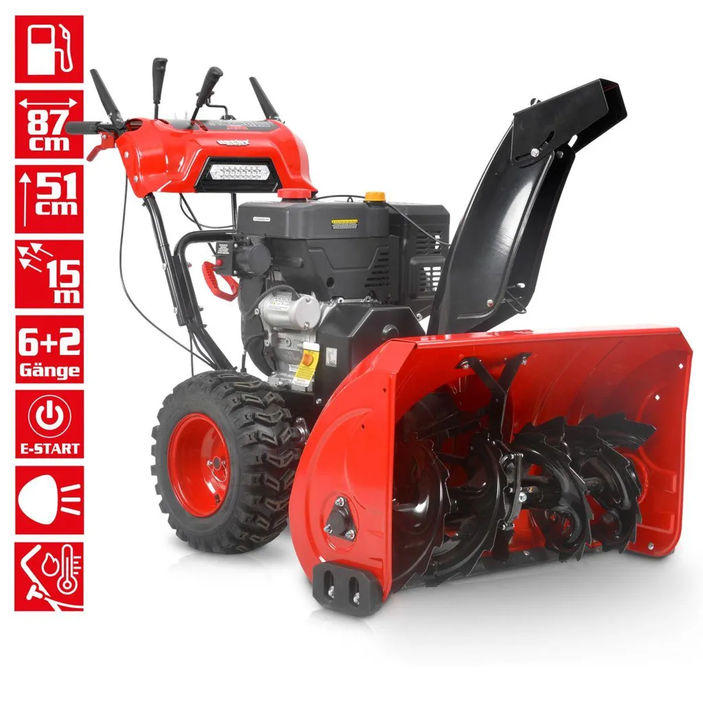 HECHT Schneefräse Benzin 9334 SQ | 87 cm Arbeitsbreite | 9,5 kW / 13 PS | Griffheizung | Elektrostarter | 51 cm Arbeitshöhe | LED – Bild 10