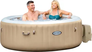 INTEX 28426 - Whirlpool - PureSPA »Bubble« (rund, sahara tan, Ø196 außen/Ø145cm innen) x 71cm hoch für 4 Personen