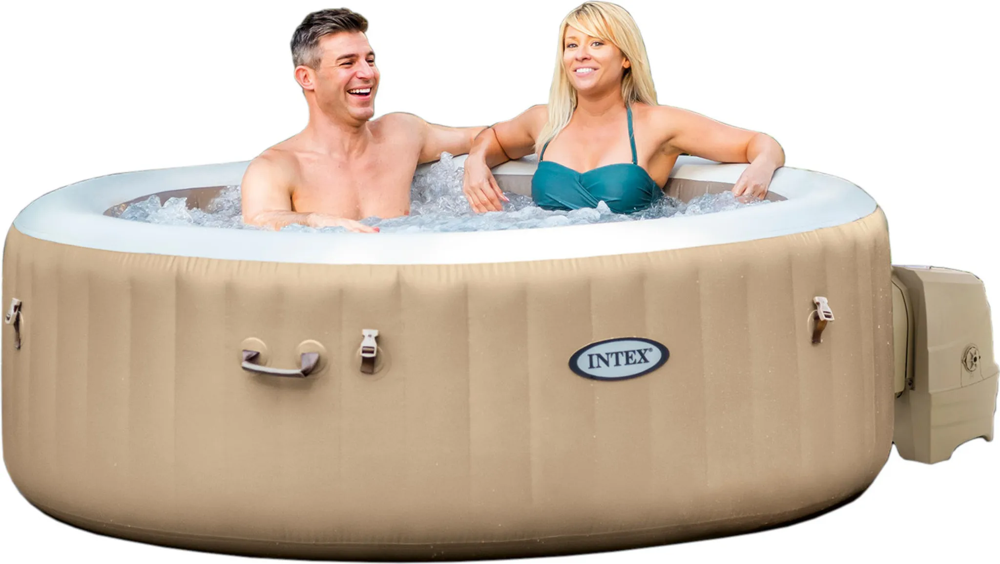 INTEX 28426 - Whirlpool - PureSPA »Bubble« (rund, sahara tan, Ø196 außen/Ø145cm innen) x 71cm hoch für 4 Personen
