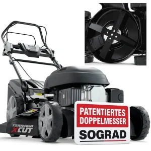 ONBEST TXC-3646 Rasenmäher Benzin | mit Antrieb | 46 cm Schnittbreite | 4,9 PS | Doppelmesser mit Sograd