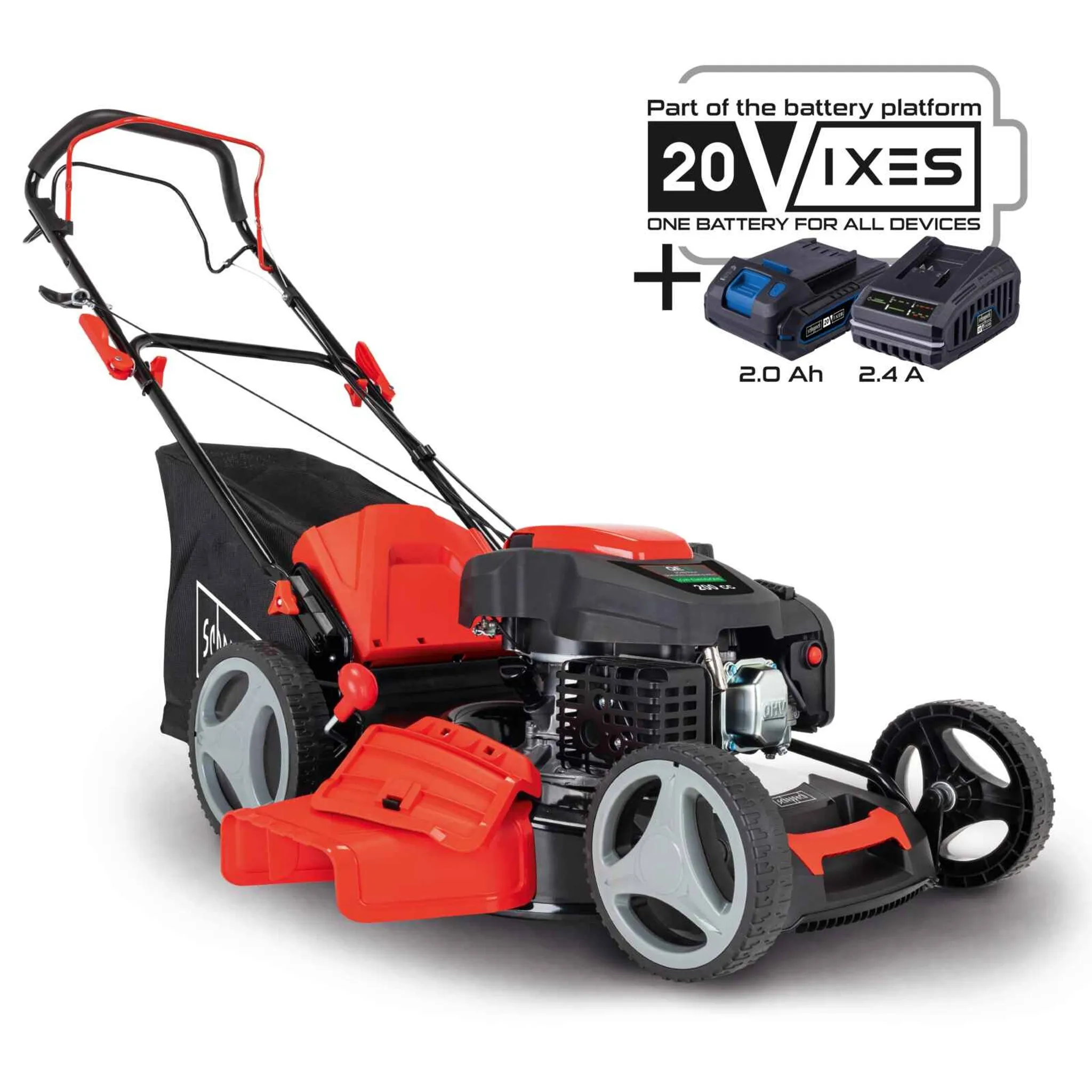 Scheppach Benzin Rasenmäher MS200-51E mit Radantrieb & E-Start | 51 cm Schnittbreite | 5,2 PS | 65 L Korb | 7 Stufen Höhenverstellung | inkl. Motoröl – Bild 2
