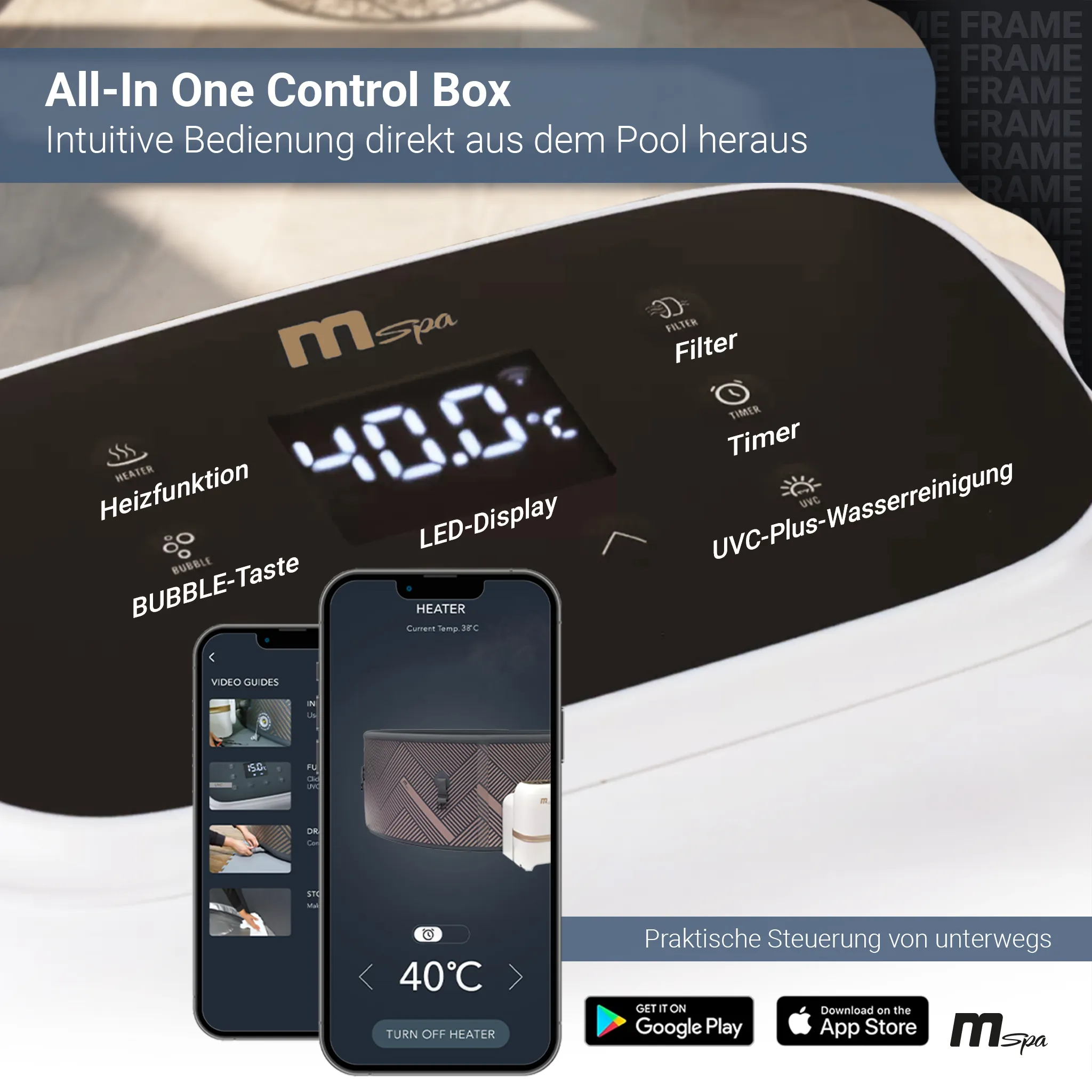 Miweba MSpa Whirlpool Frame Mono | Aufblasbar - Indoor & Outdoor Pool - Ozongenerator - UVC+ Filter - Anti-Frost-System - 6 Personen - App Steuerung – Bild 7