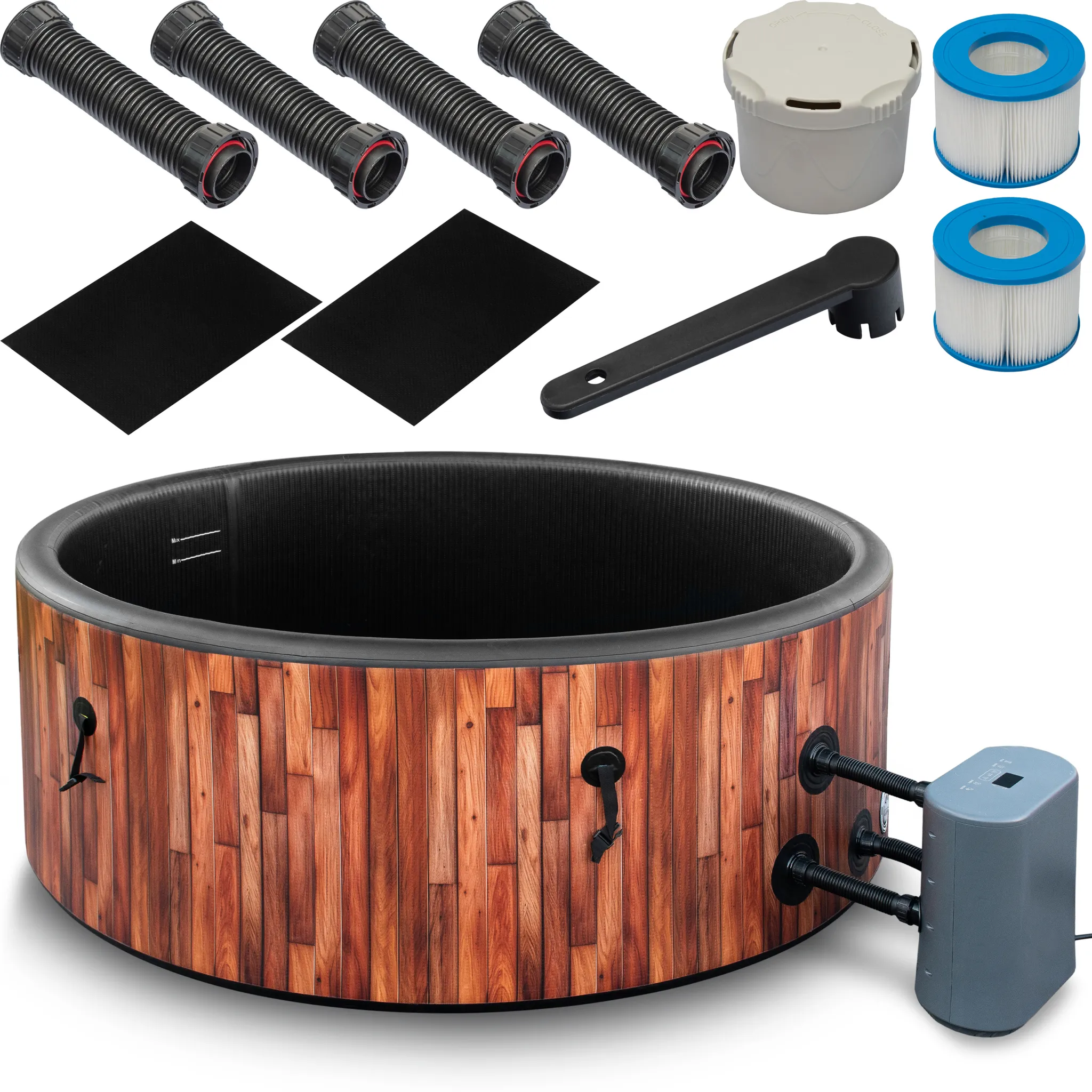 COIL Whirlpool SPA Aufblasbar, Schwimmbad mit Hydromassage, extra dünn, In- & Outdoor, 6 Personen, 175 cm, TEAK – Bild 6