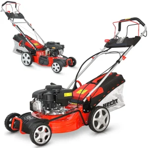 HECHT 547 SWE Rasenmäher Benzin | mit Antrieb | Elektrostarter | 46 cm Schnittbreite | 5in1 | 3,7 PS | Mulchkit