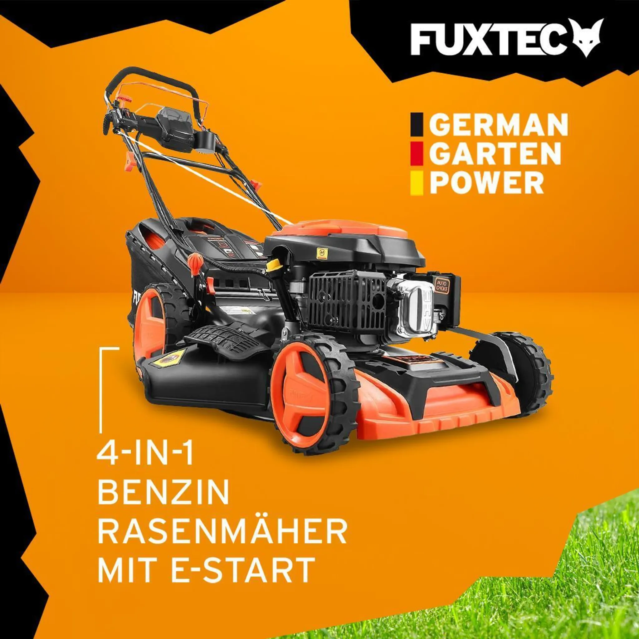 FUXTEC Benzin Rasenmäher RM5196eS - 196ccm | 51cm | E-Start| 6PS | Heckauswurf | 60L | E-Start | 40Kg | Mulchfunktion | 4-takt | 800ml – Bild 2