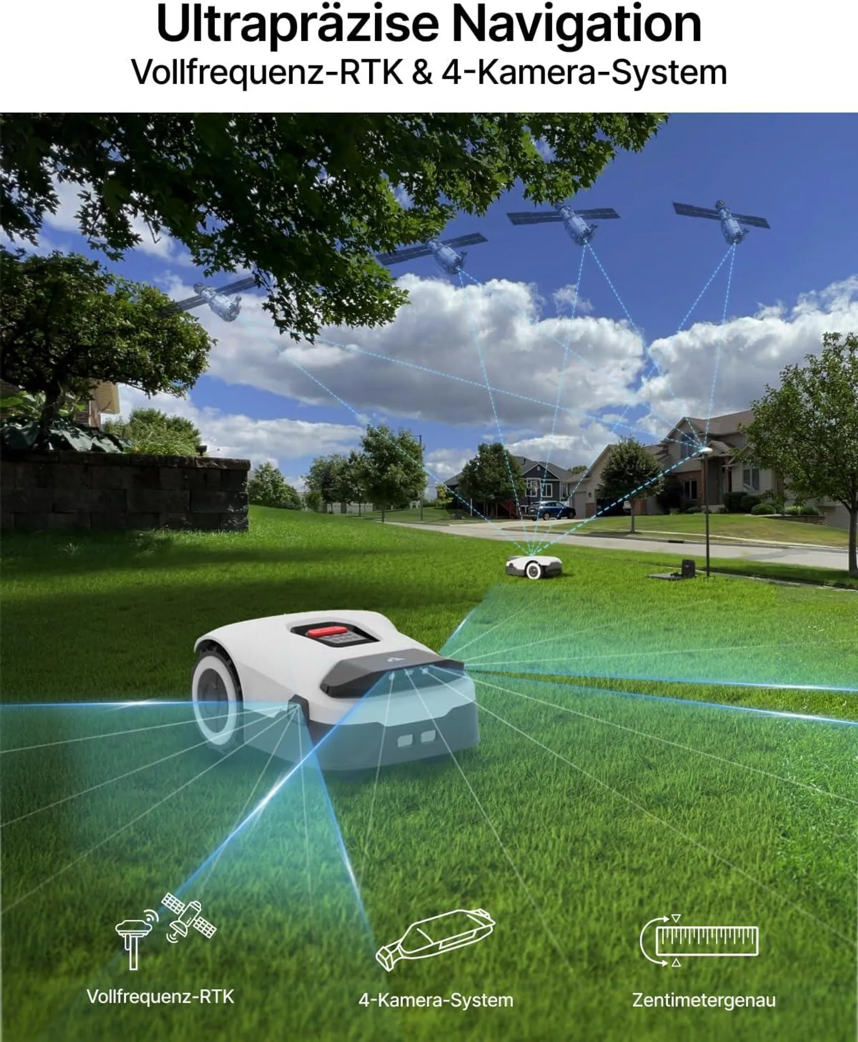 ANTHBOT Genie 600 RTK Mähroboter SET mit GARAGE – für 900m² drahtlos – 4-Kamera Vision, 45% Steigung, Diebstahlschutz – Bild 2