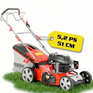 HECHT Rasenmäher Benzin mit Antrieb 551 SX | 51 cm Schnittbreite | 5in1 | 5,5 PS | Mulchkit | 65 L Fangkorb