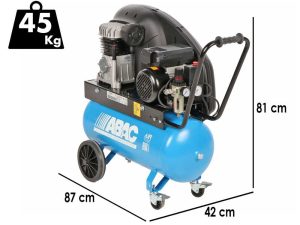 ABAC EXP A29B 50 CM2 - Einphasiger elektrischer Luftkompressor mit Riemenantrieb - Motor 2 PS - 50 lt