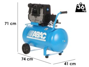 ABAC MONTECARLO QUIETE OS20 - Elektrischer, einphasiger, geräuscharmer Luftkompressor - Öl-frei - 2 PS - 50 l