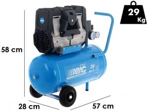ABAC POLE POSITION OS20P - Schallgedämpfter, ölfreier, einphasiger elektrischer Luftkompressor - Motor 2 HP - 24 Liter