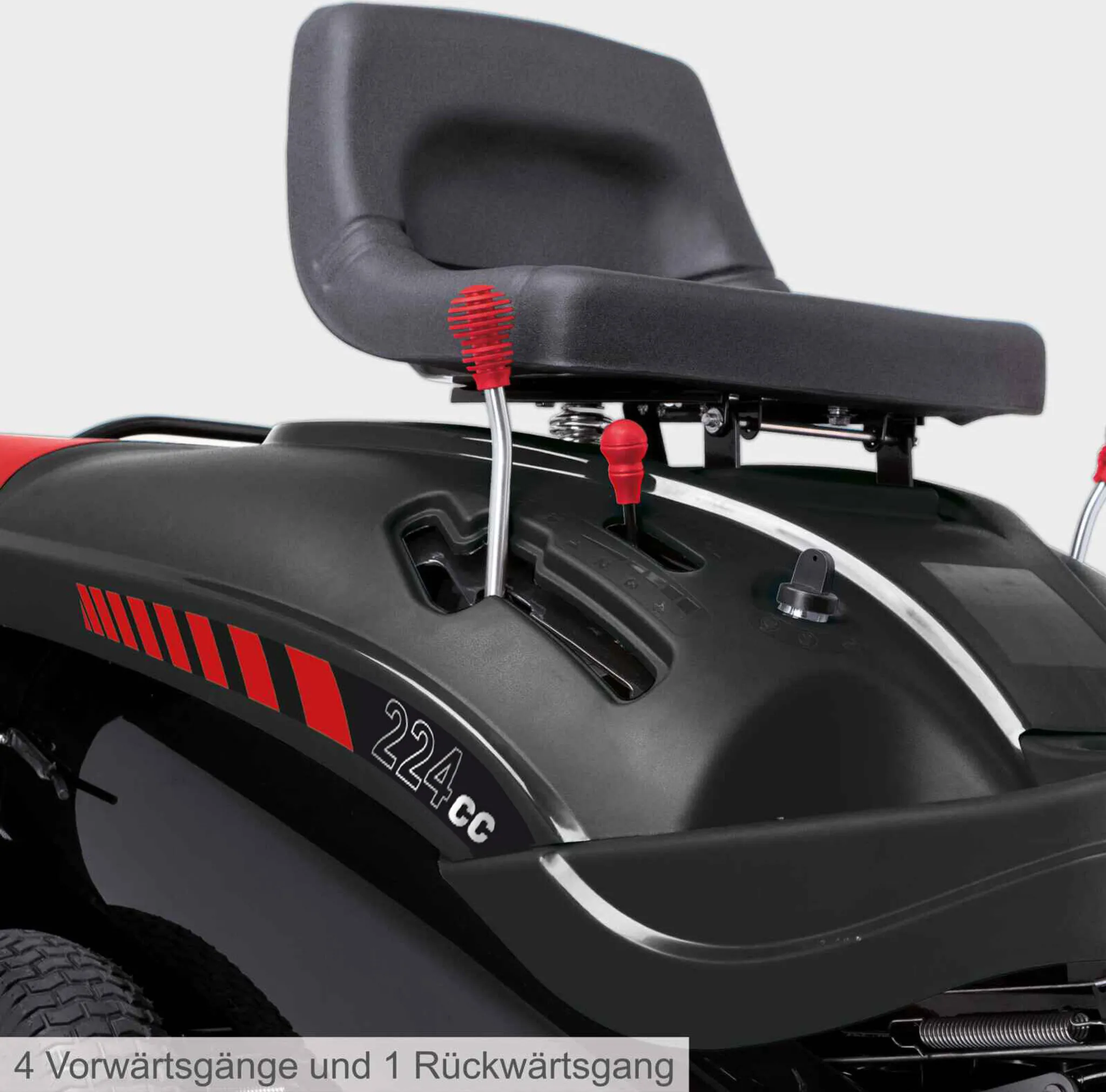 Scheppach Benzin Aufsitzmäher MR224-61 | 6,8PS | Schnittbreite 61cm | 5-Fach Höhenverstellung | E-Start | 150 L | 4X Vorwärts / 1xRückwärtsgang – Bild 7
