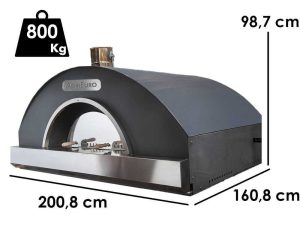 AgriEuro inox F00100 - Industrieller Holzbackofen - 220x160x98 cm
