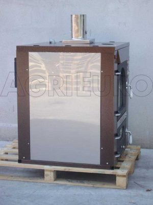AgriEuro Medius 60 Deluxe INC - Einbau-Holzbackofen aus Edelstahl - kupferfarben