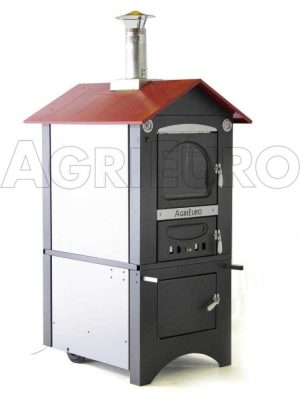 AgriEuro Medius 80 EXT - Holzbackofen - mit Lüftungssystem und rotem Dach