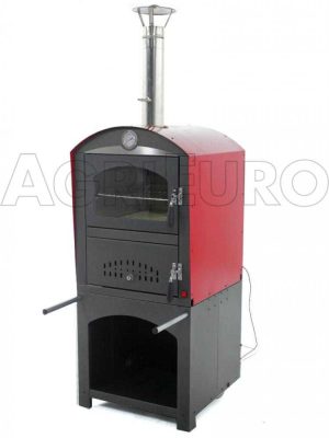 AgriEuro Minimus 50 Mini EXT - Holzbackofen für draußen - aus Stahl - mit rotem Dach