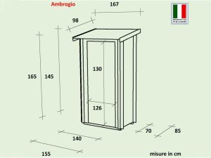 Alce Ambrogio 155x85 Lärche – Gerätehaus aus Holz – Pultdach – 155×85×165 cm