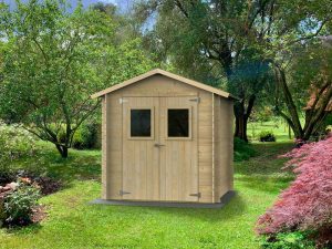 Alce Hobby 198x198 – Gerätehaus aus Holz – mit Fenstern und Doppeltür – 198x198x215 cm