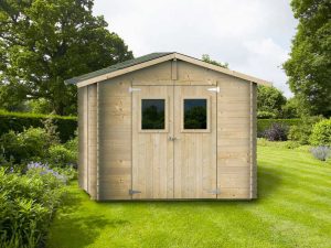 Alce Hobby 248x248 – Gartenhaus aus Holz – Mit Fenstern und Doppelflügeltür – 248x248x217 cm