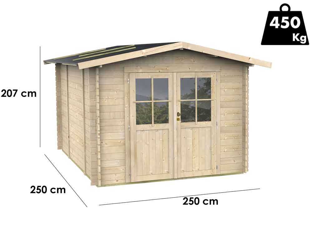 Alce Opera 250x250 – Gerätehaus aus Holz – Mit Fenstern und Doppelflügeltür – 250x250x207 cm – Bild 4