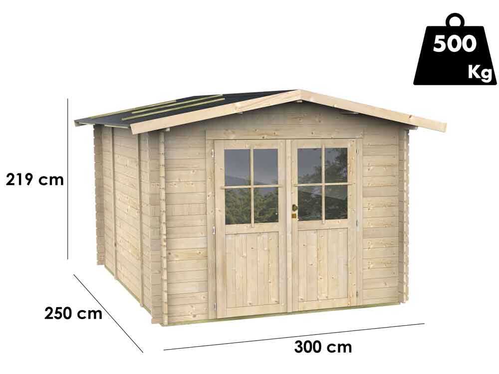 Alce Opera 300x250 – Gerätehaus aus Holz – Mit Fenstern und Doppelflügeltür – 300x250x219 cm – Bild 3