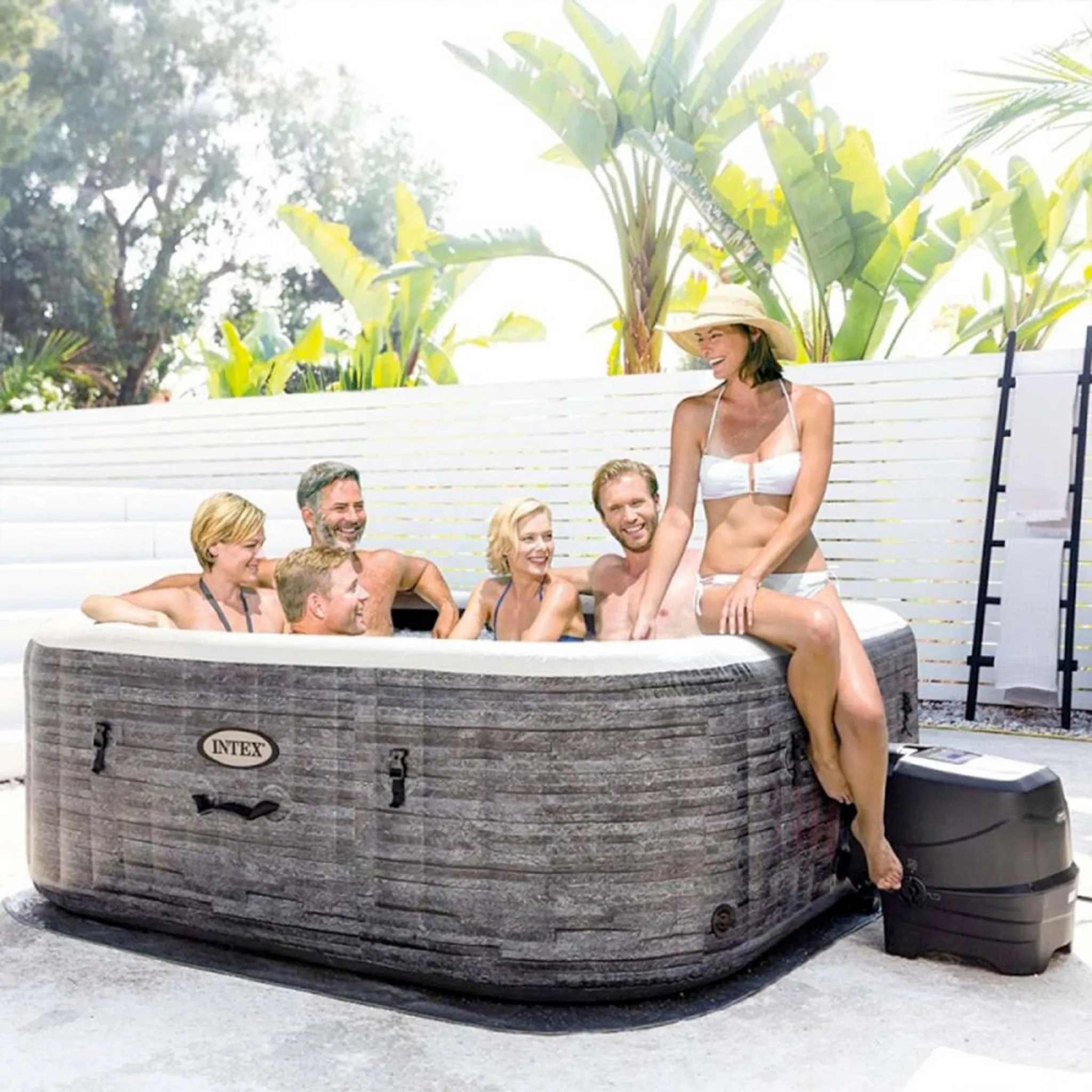 INTEX 28452NP - Whirlpool - PureSPA Greystone Deluxe (196x196cm) für 6 Personen – Bild 7