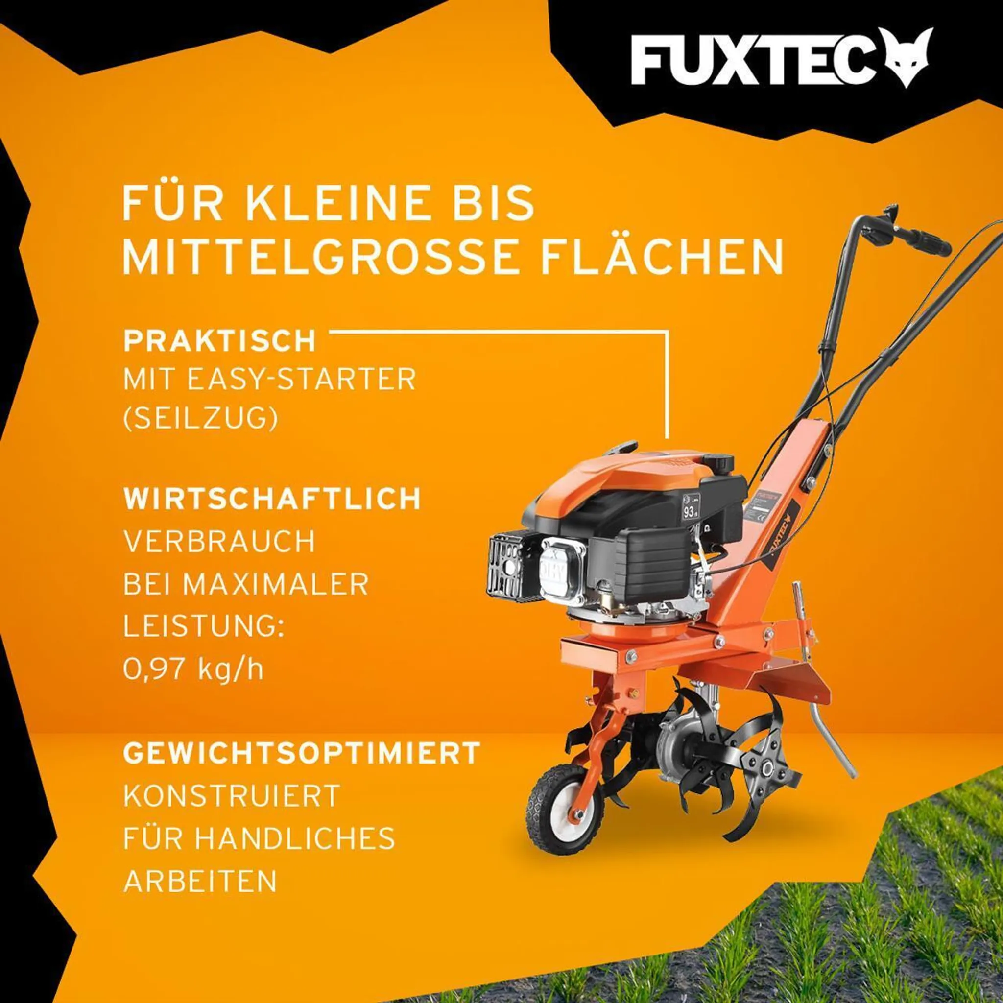 FUXTEC Ackerfräse FX-AF1139 - 36cm Breite | 4- Takt | 139ccm | 30,5kg | 1,2L | 2,2kw | Easy-Starter (Seilzug) – Bild 5