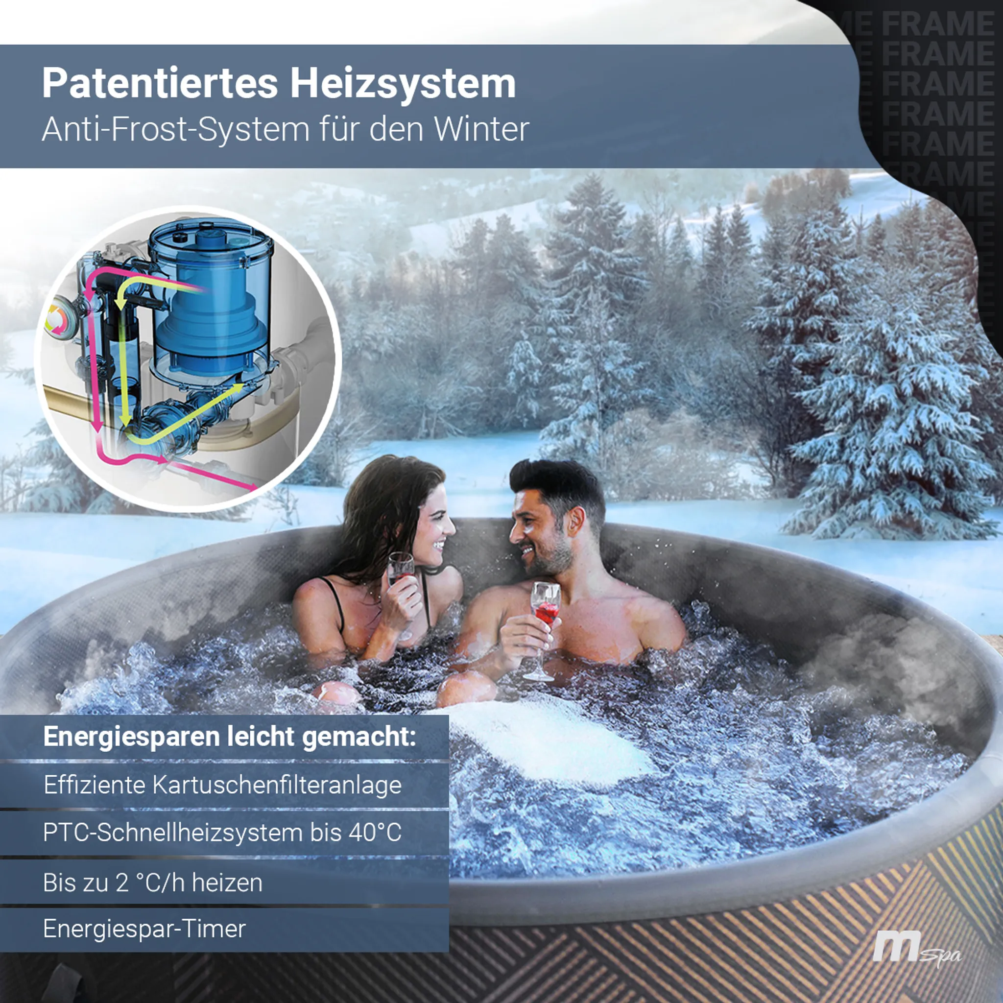 Miweba MSpa Whirlpool Frame Mono | Aufblasbar - Indoor & Outdoor Pool - Ozongenerator - UVC+ Filter - Anti-Frost-System - 6 Personen - App Steuerung – Bild 8