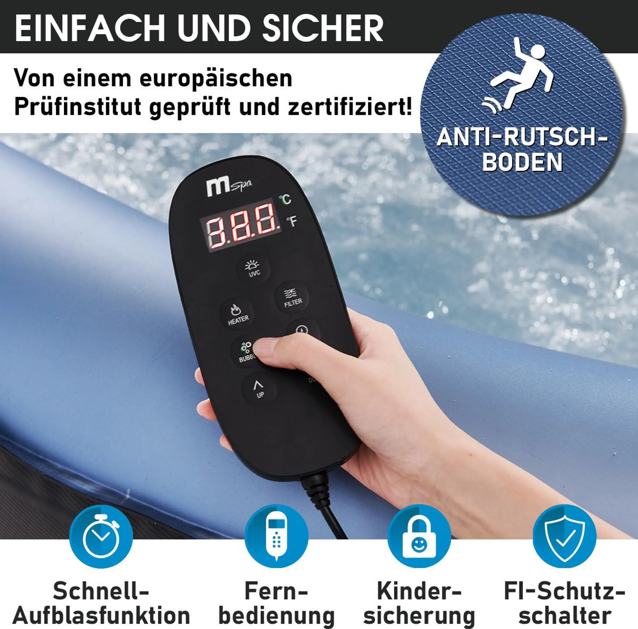 BRAST Whirlpool aufblasbar MSpa Bergen für 4 Personen | Ø180x70cm | In- Outdoor Pool | Ganzjähriger Einsatz | 118 Massagedüsen | Stromsparend inkl. Energiespar-Timer – Bild 4