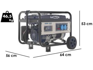 BullMach AMBRA 3600 - Benzin-Stromerzeuger mit Rädern und AVR-Regelung 3 kW - Dauerleistung 2.8 kW - 230V