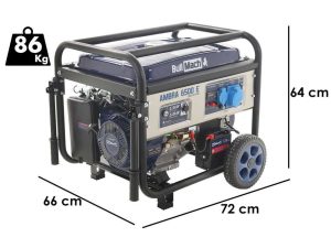BullMach AMBRA 6500 E - Benzin Stromerzeuger auf Rädern mit AVR-Regelung 5.5 kW - Dauerleistung 5 kW - 230V